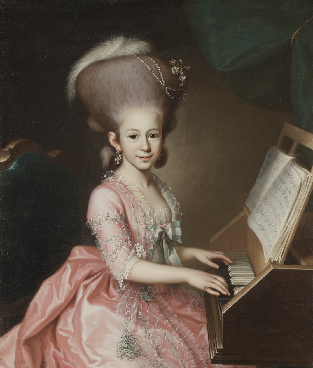 Portræt af en ung dame ved Clavichord, 1779 af Georg Anton Abraham Urlaub