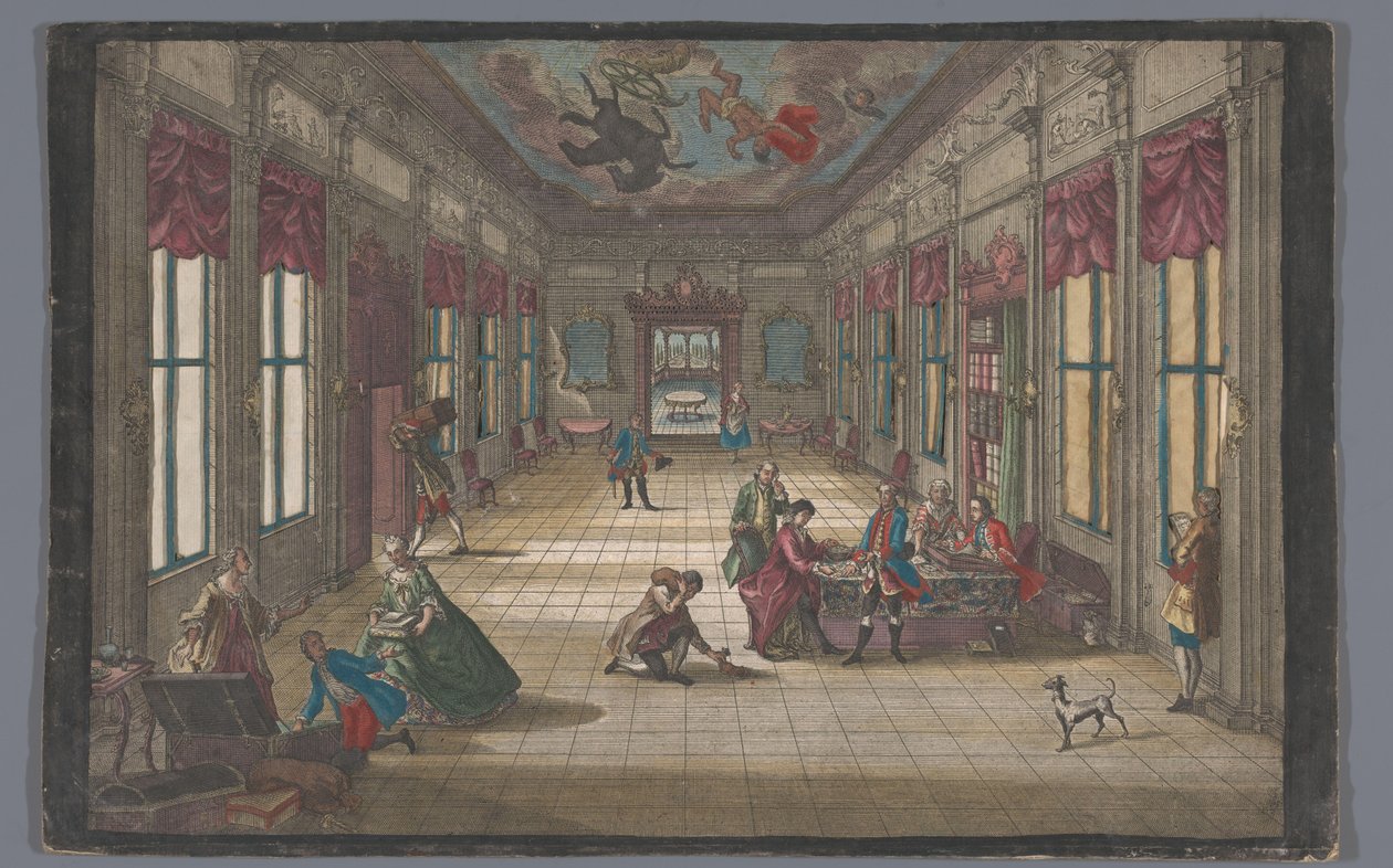 Den fortabte søn modtager sin arv Abtheilung des verlohrnen Sohnes mit seinem Vatter (titel på objekt) af Georg Balthasar Probst (possibly)