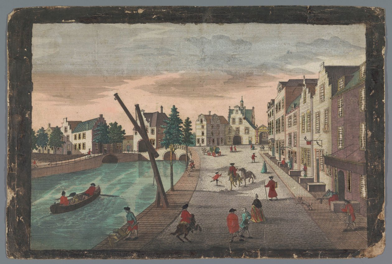 Udsigt over Rotterdamse Poort og Ketelpoort i Delft Prospect der Ketel bey dem Rotterdammer Thor, indre halb af byen Delft af Georg Balthasar Probst (possibly)
