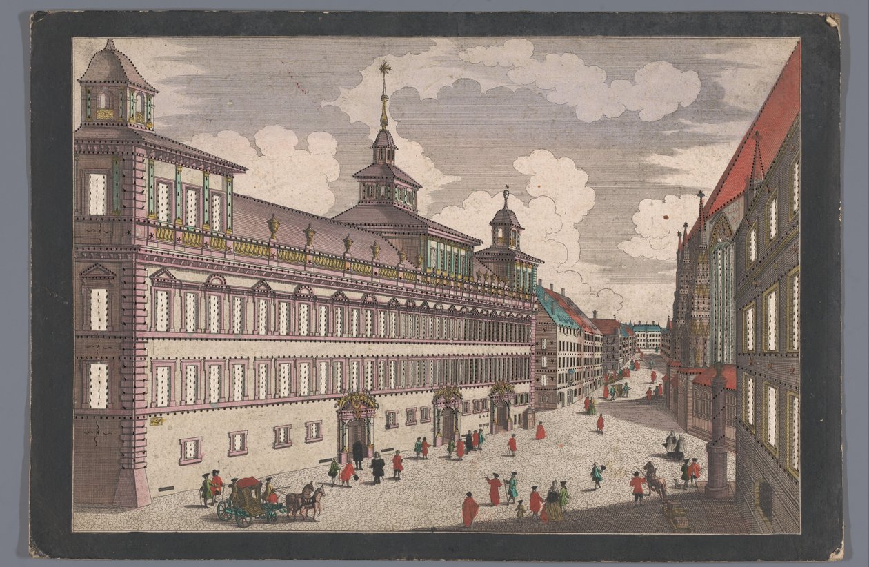 Udsigt over rådhuset i Nürnberg Das Rathhauß zu Nürnberg gegen dem Marckt af Georg Balthasar Probst (possibly)