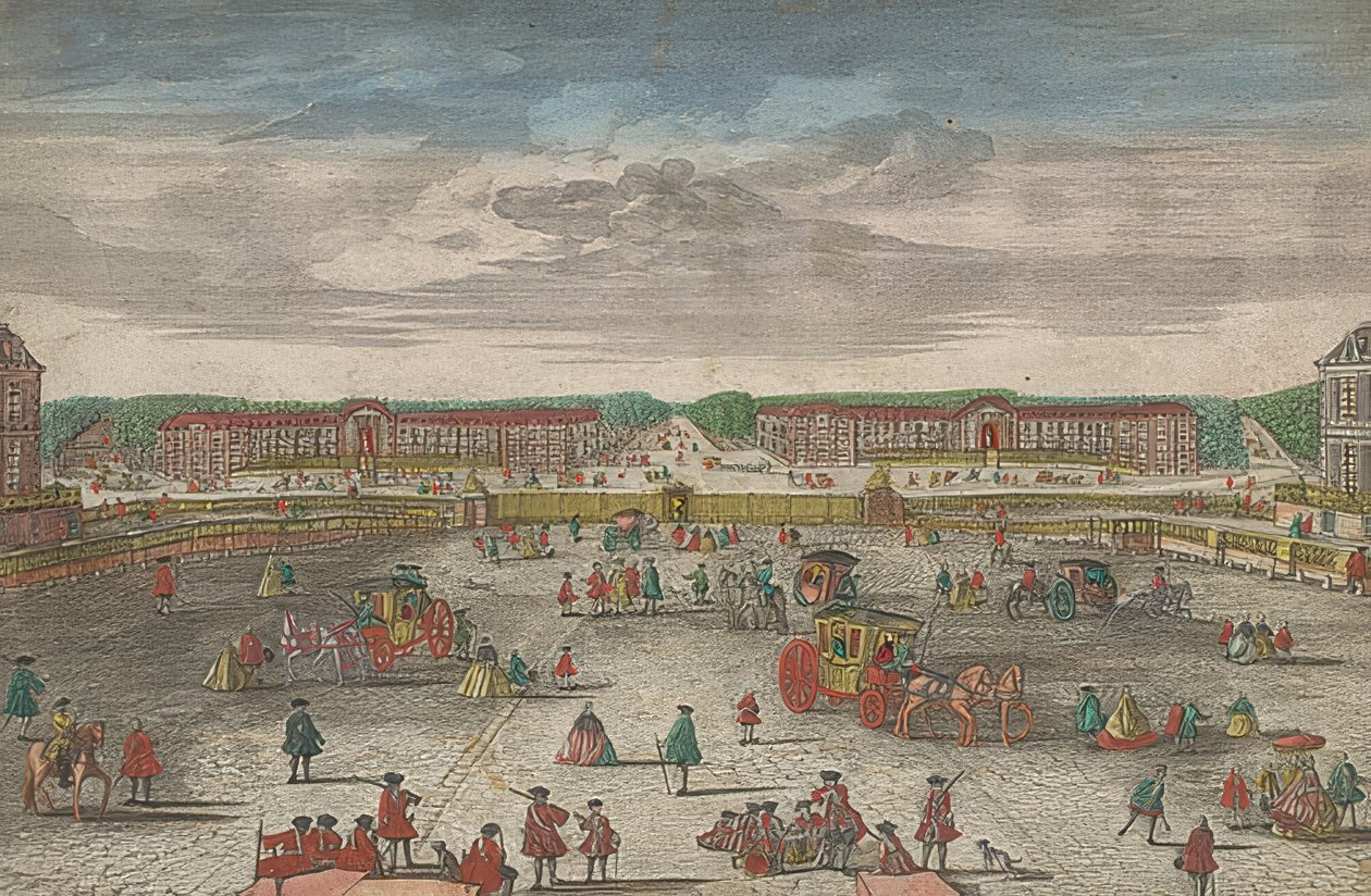 Udsigt over staldene på Versailles Slot af Georg Balthasar Probst