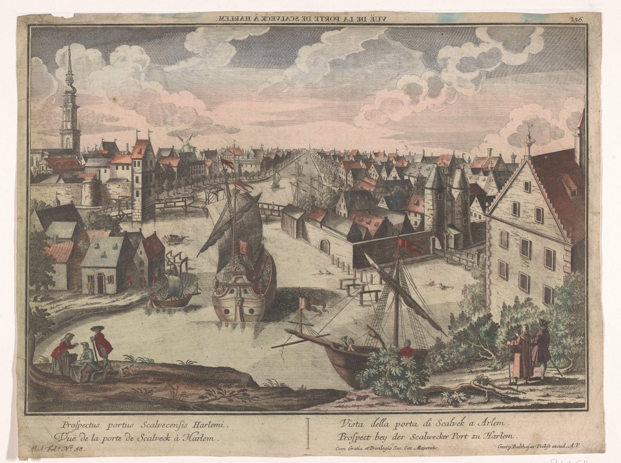 Udsigt over Schalkwijker-porten i Haarlem Prospect bey der Scalwecker Port zu Harlem (titel på objekt) Haarlem (serietitel) af Georg Balthasar Probst