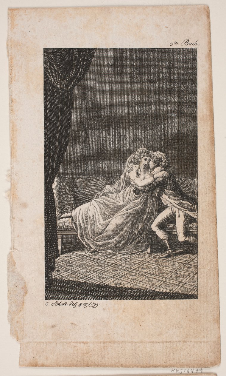 Illustration med elskende par af Georg Christian Schule