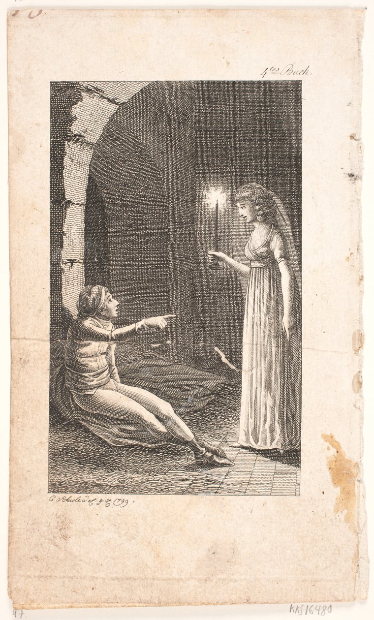 Illustration med fængselscene af Georg Christian Schule