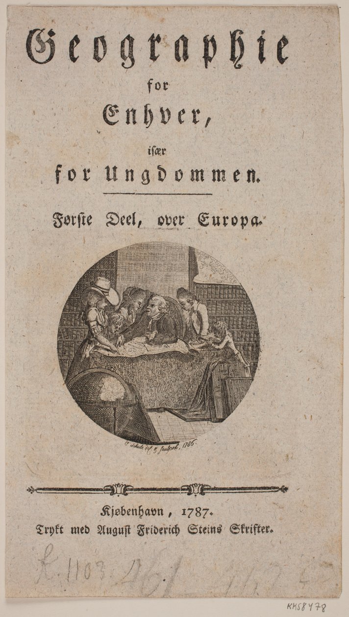 Titelblad med vignet til "Geographie for Enhver" af Georg Christian Schule