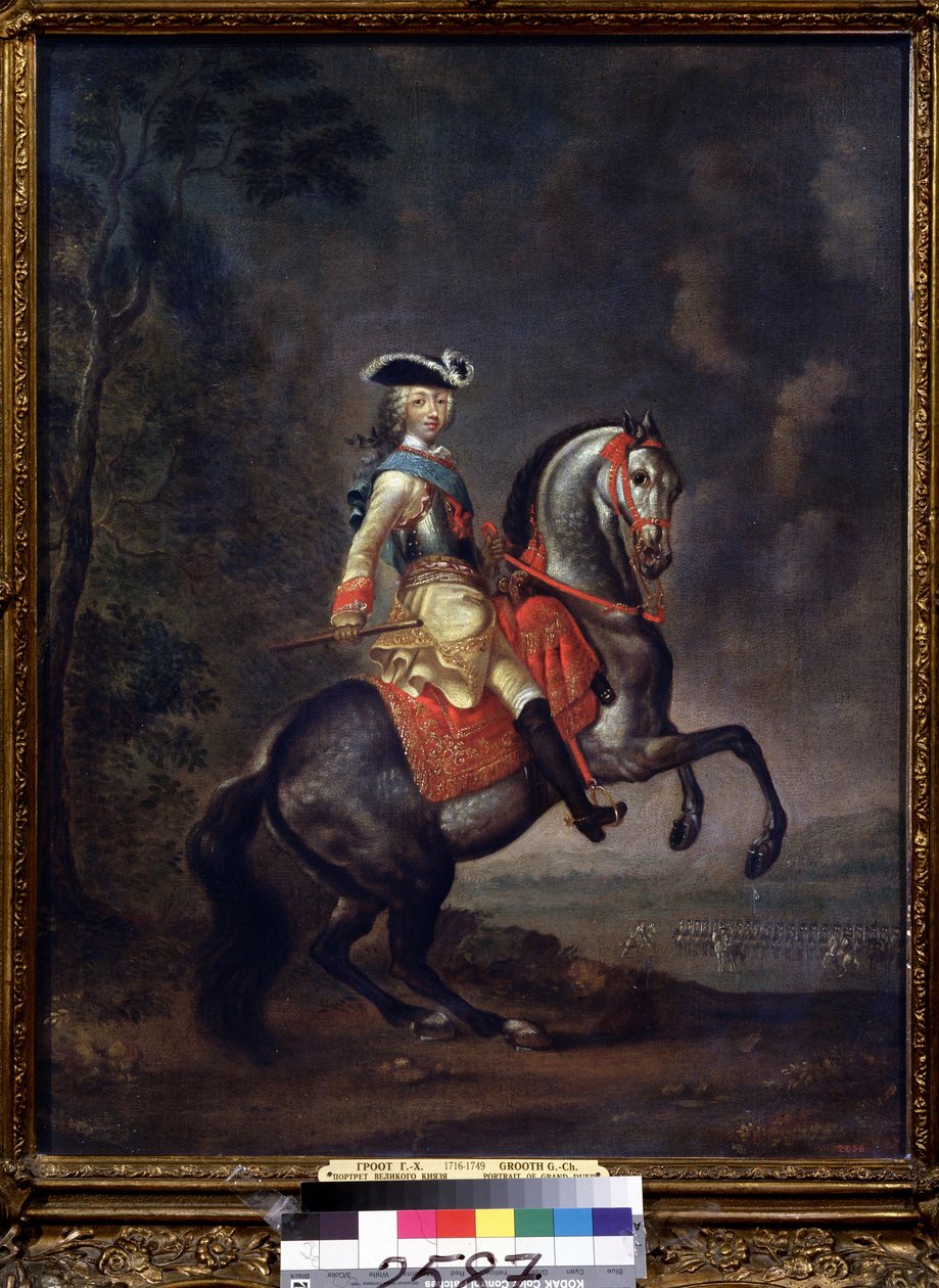 Portræt af storhertug Peter III (1728-1762) (Portræt af storhertug Peter III). Maleri af Georg Christoph Grooth (1716-1762), olie på lærred af Georg Christoph Grooth