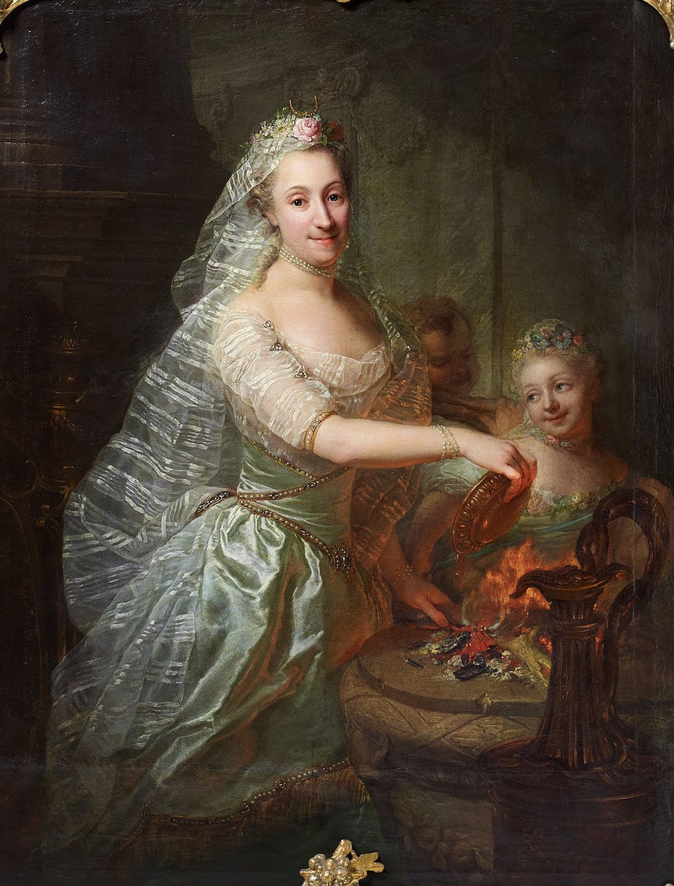 Portræt af Magdalene Charlotte von Olthoff som offerpræstinde af Georg David Matthieu