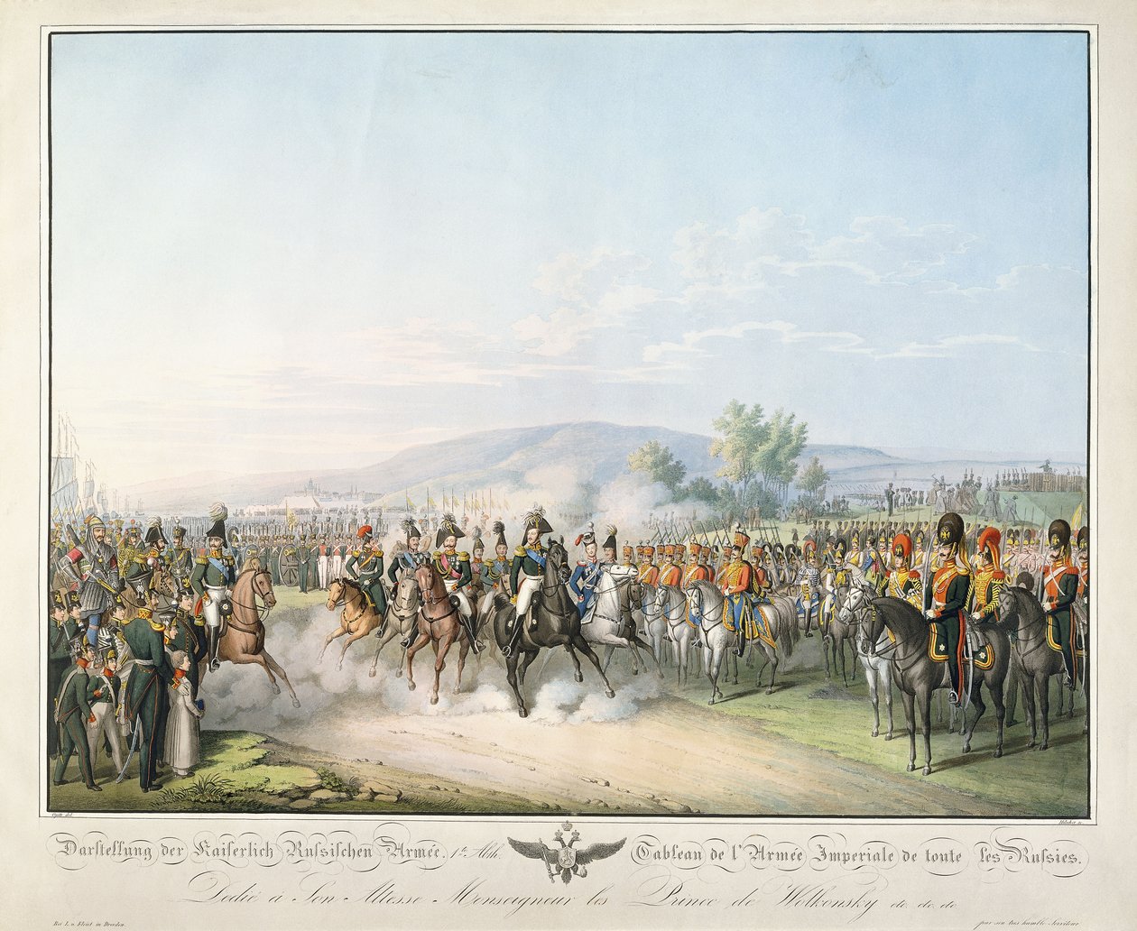 Tabel over hele Ruslands kejserlige hær, fra "Tableau des Armees de l"Europe", af Ludwig Von Kleist, ca. 1828-1845 af Georg Emanuel Opitz