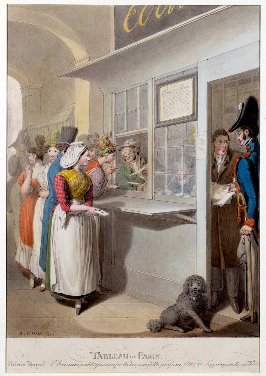 Den offentlige forfatter af det kongelige palads litografi af George Emanuel Opitz (1775-1841) Paris fra det 19. århundrede, Musee Carnavalet af Georg Emanuel Opitz