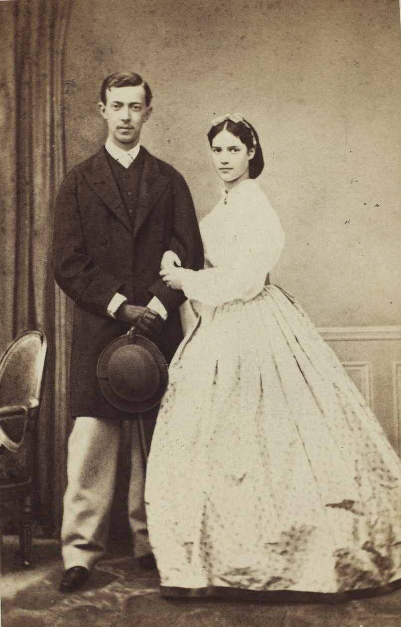 Portræt af storhertug Nicholas Alexandrovich af Rusland 1843-1865 og prinsesse Dagmark, 1864. af Georg Emil Hansen
