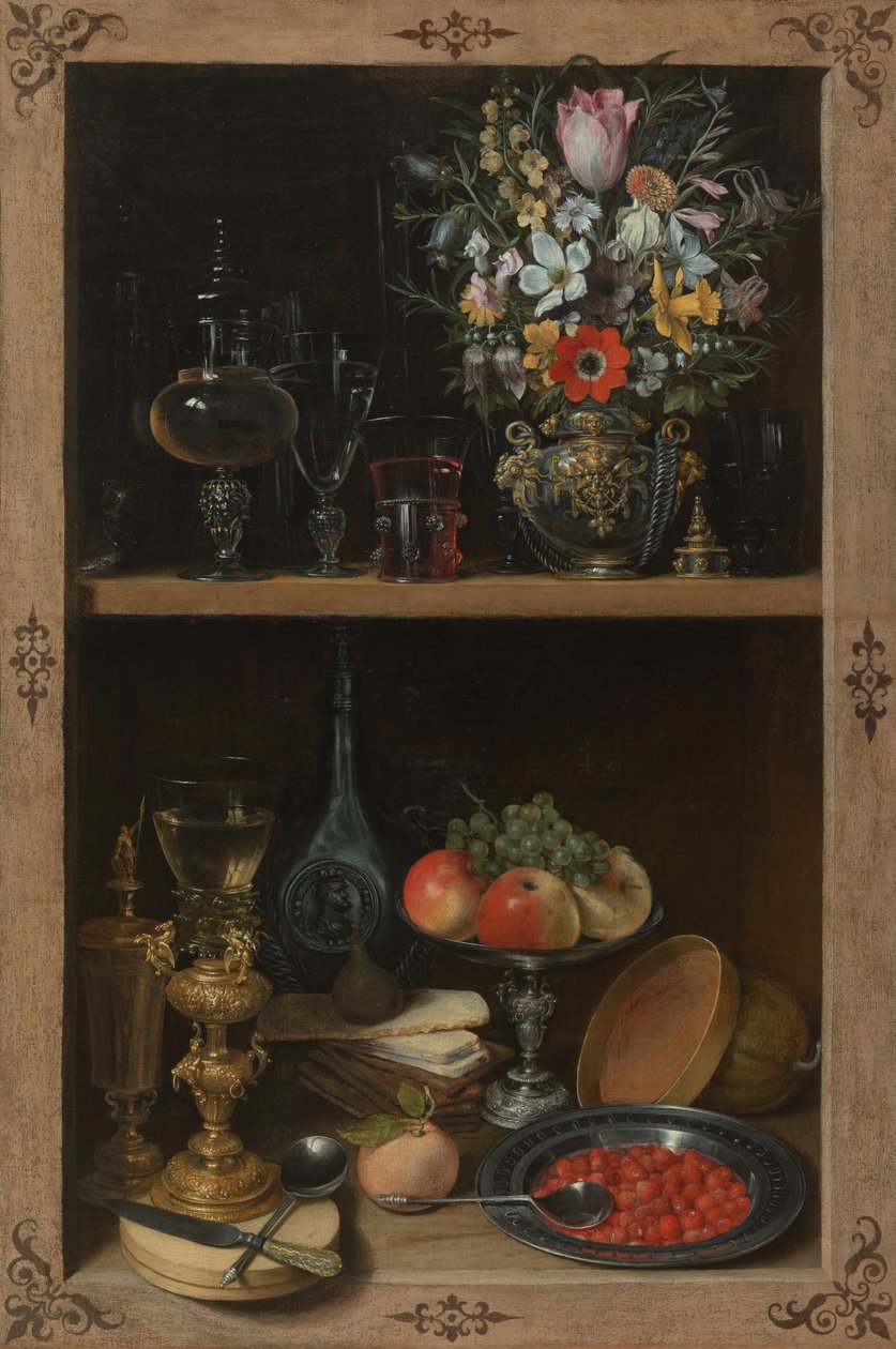 Skab med frugt og blomster af Georg Flegel