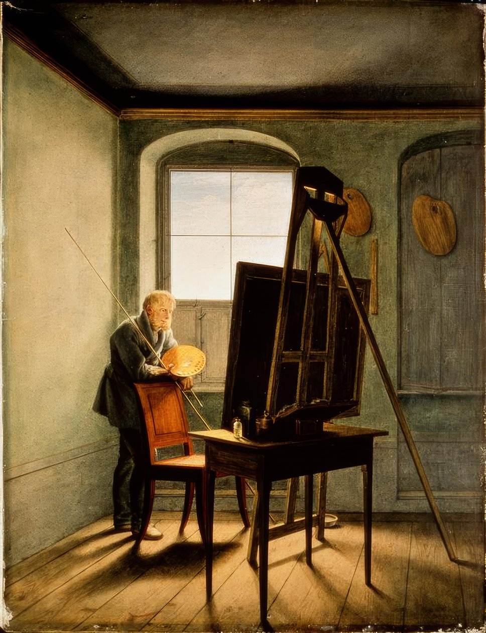 Caspar David Friedrich i sit atelier af Georg Friedrich Kersting