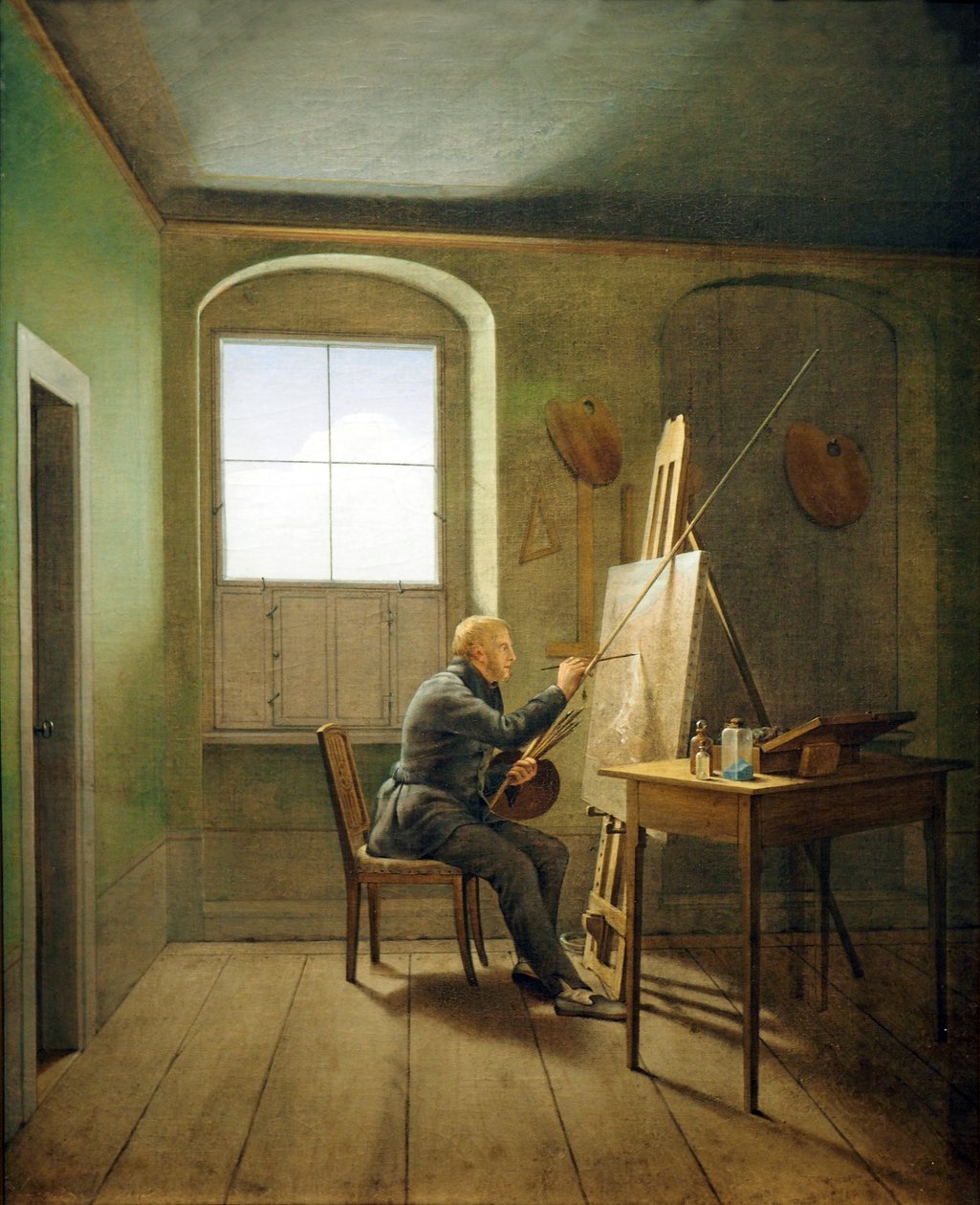 Tysk: Caspar David Friedrich i sit atelier Caspar David Friedrich i sit atelier (1811) af Georg Friedrich Kersting
