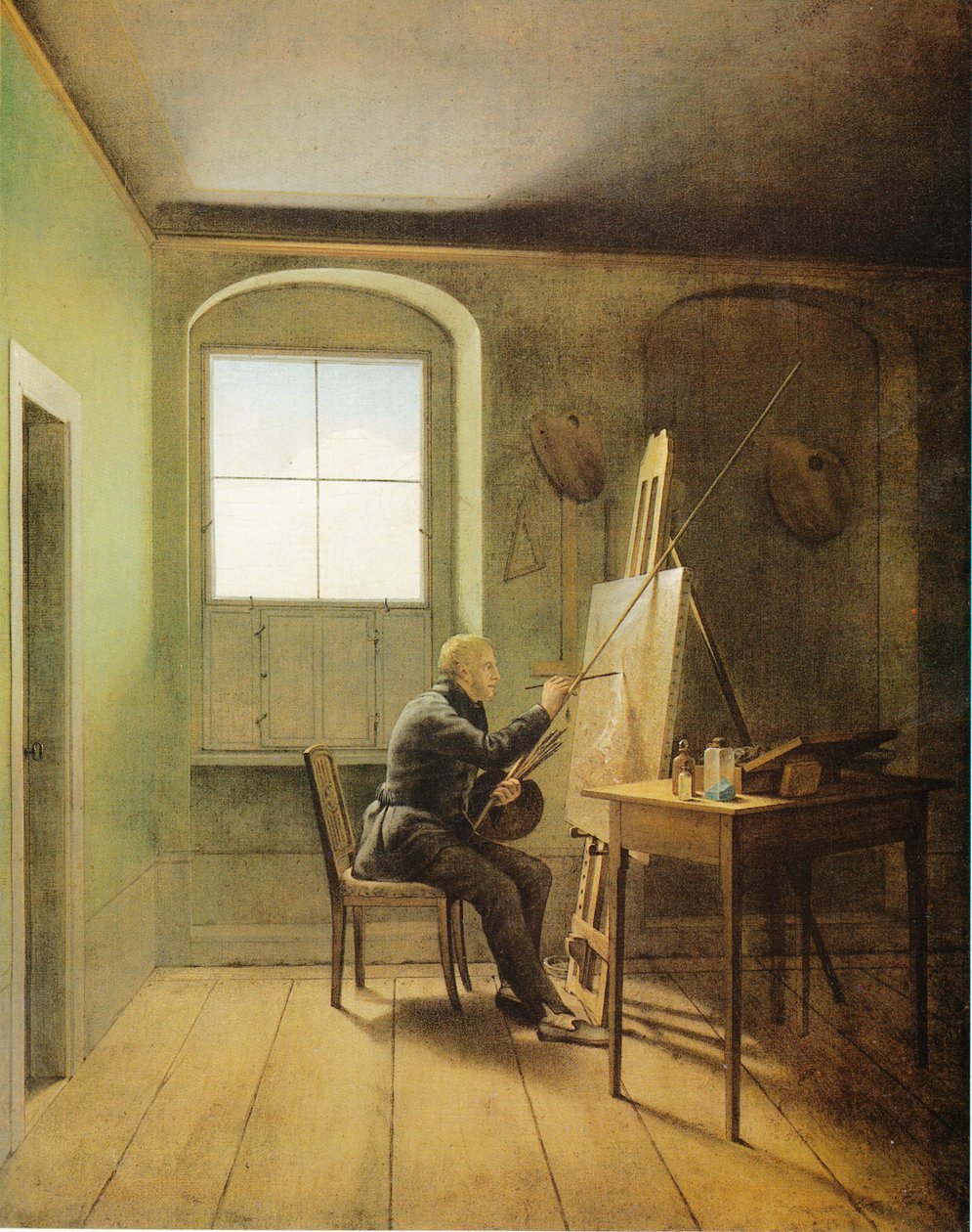 Tysk: Caspar David Friedrich i sit atelier Caspar David Friedrich i sit atelier (1811) af Georg Friedrich Kersting