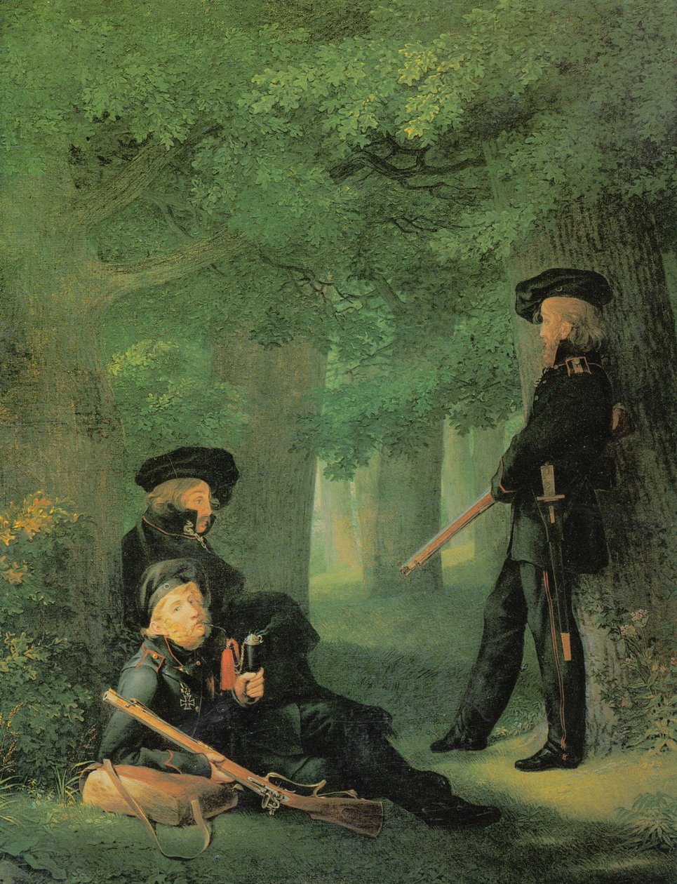 Tysk: Theodor Körner, Friedrich Friesen og Heinrich Hartmann på Outpost At the Outpost af Georg Friedrich Kersting