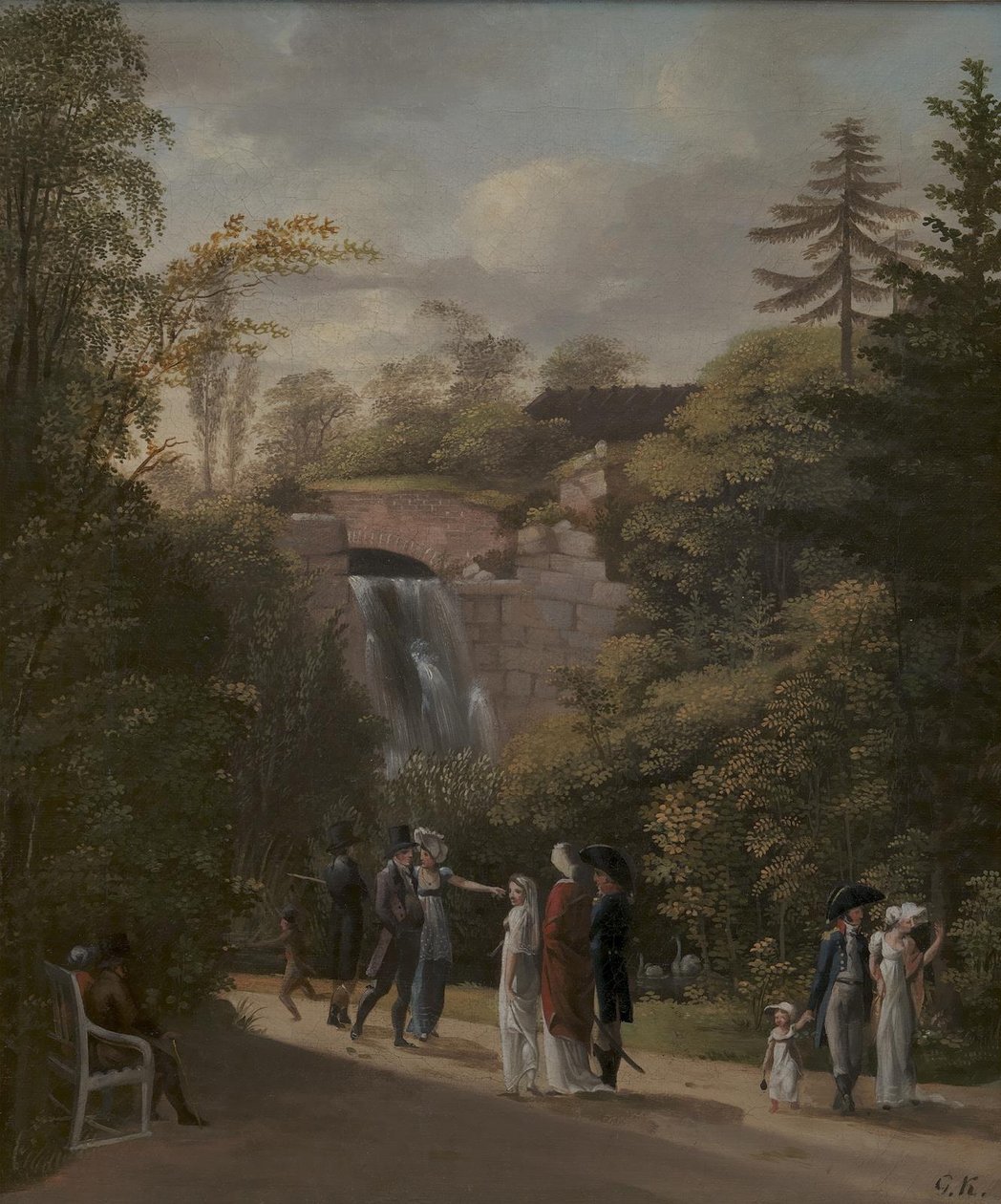 Kaskaden i Frederiksberg Have ved København af Georg Friedrich Kersting