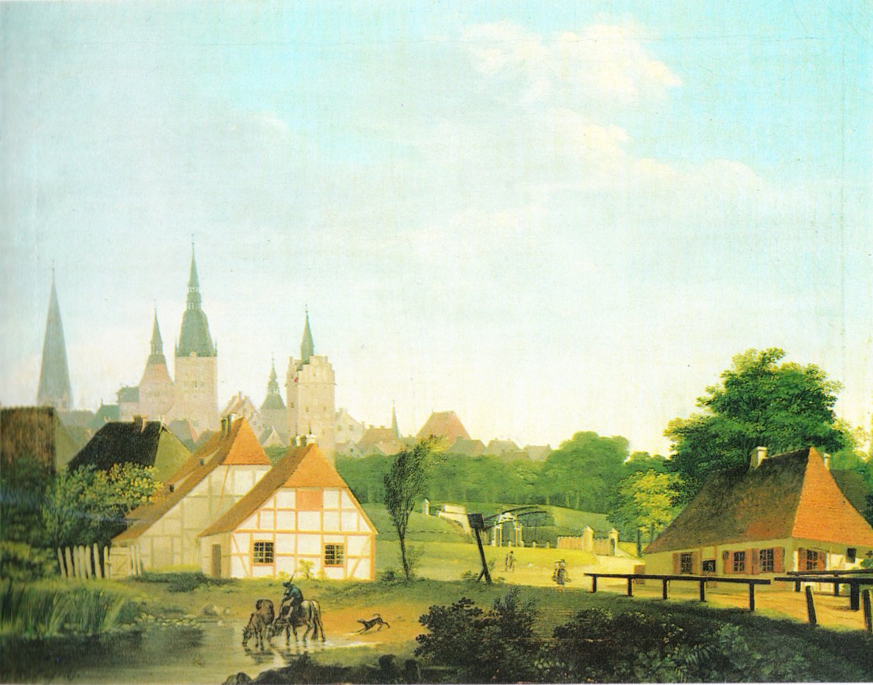 Udsigt over Rostock fra vest af Georg Friedrich Kersting