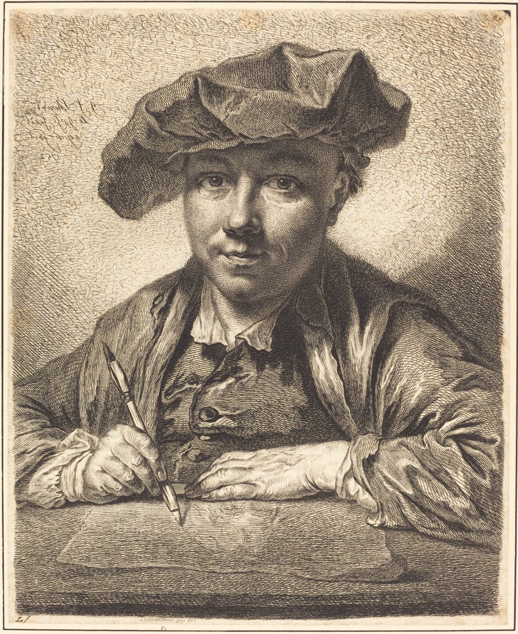 Selvportræt, Tegning af Georg Friedrich Schmidt