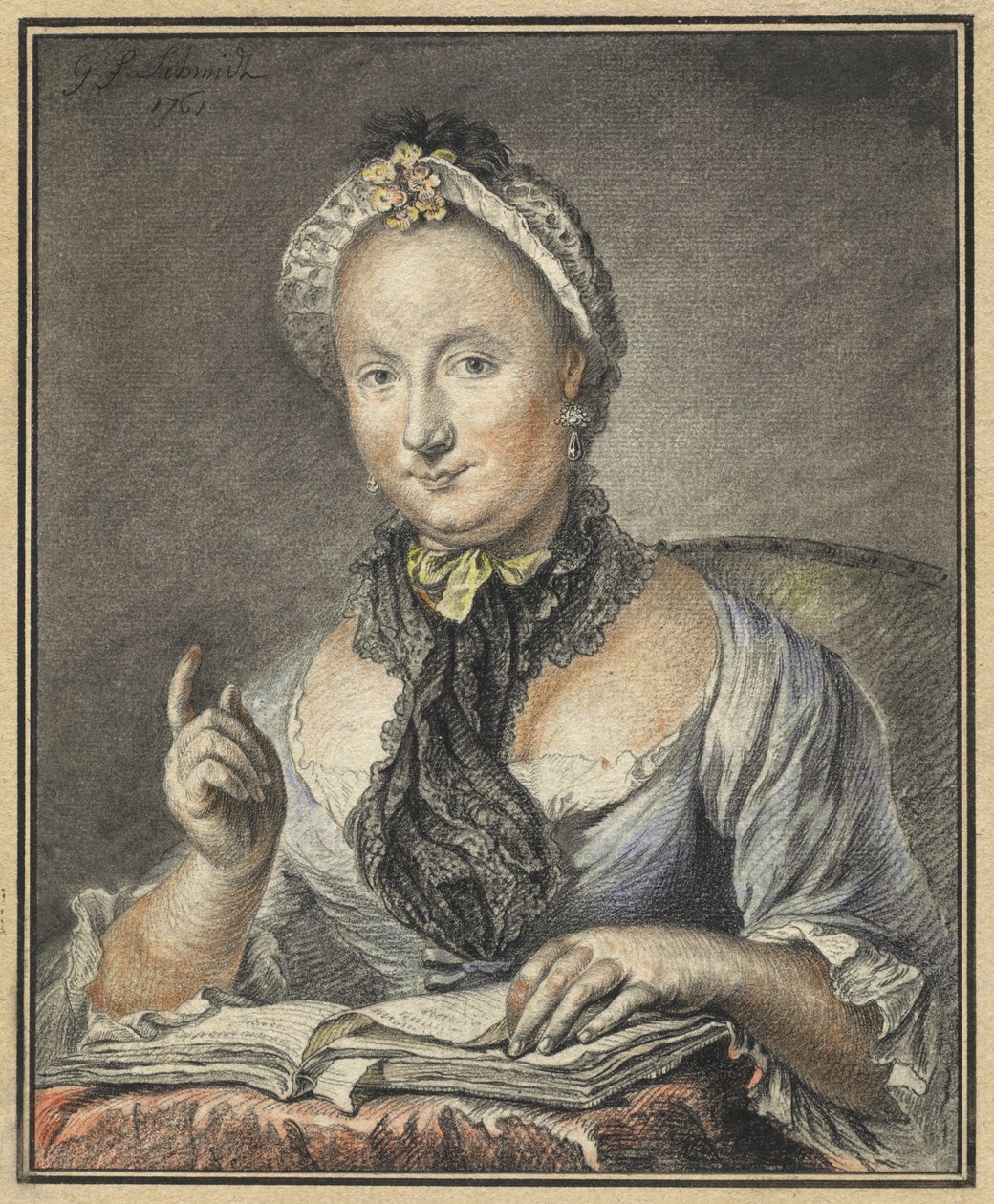 Kunstnerens Hustru med en Bog af Georg Friedrich Schmidt