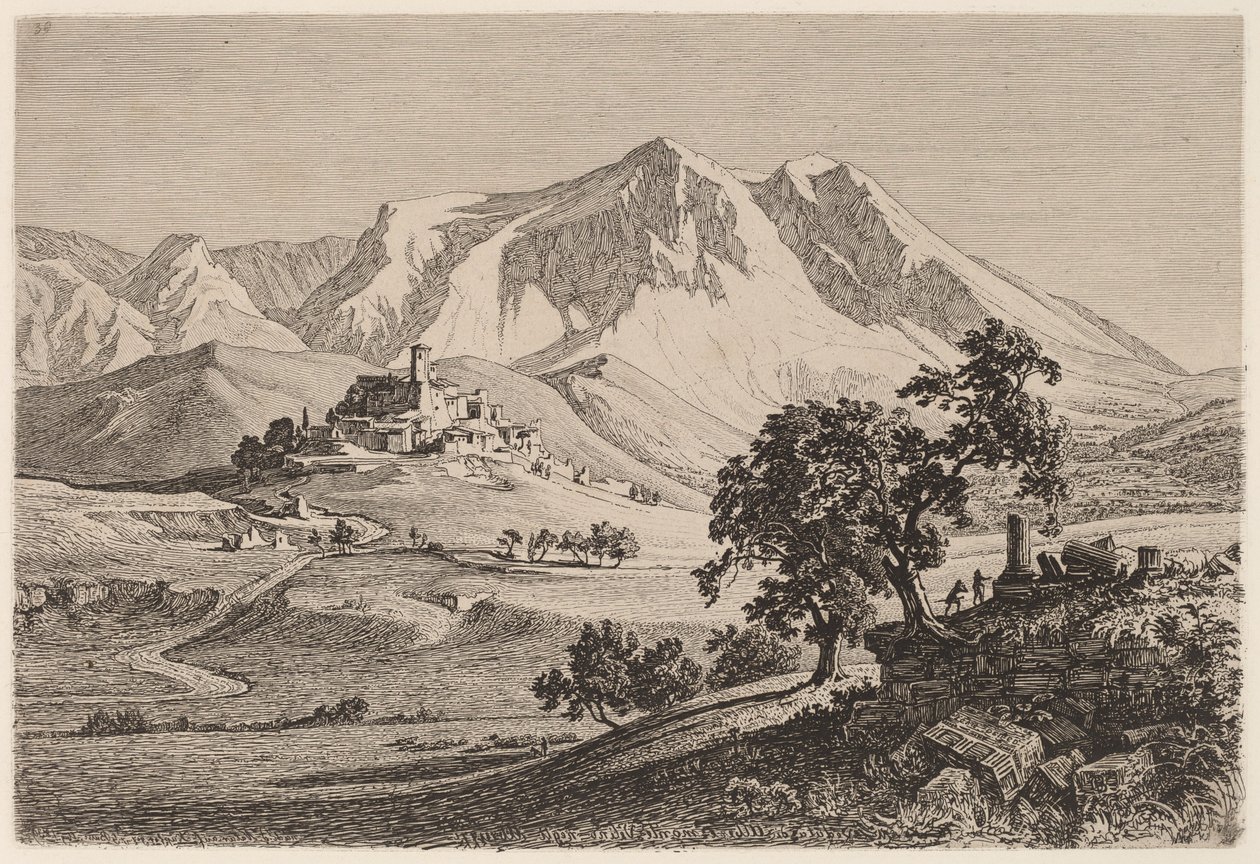 Udsigt over Albe og Monte Velino i Abruzzi af Georg Heinrich Busse