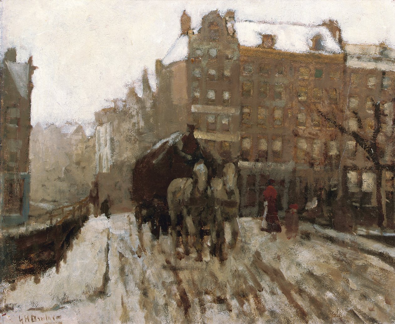 Bro over Singel-kanalen ved Paleisstraat, Amsterdam, ca. 1895-1900 af Georg Hendrik Breitner