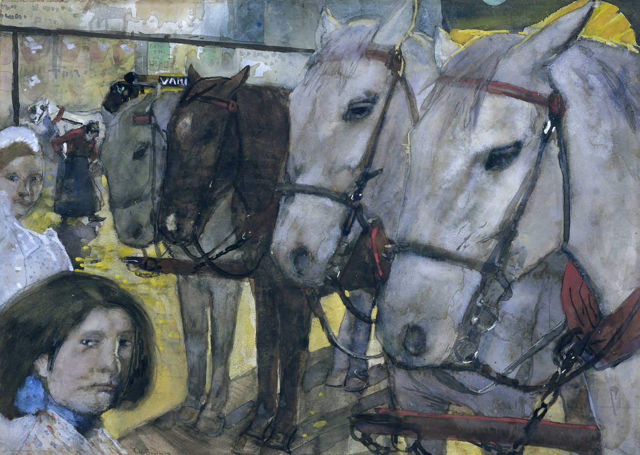 Hestesporvogn på dæmningen i Amsterdam, 1893 af George Hendrik Breitner