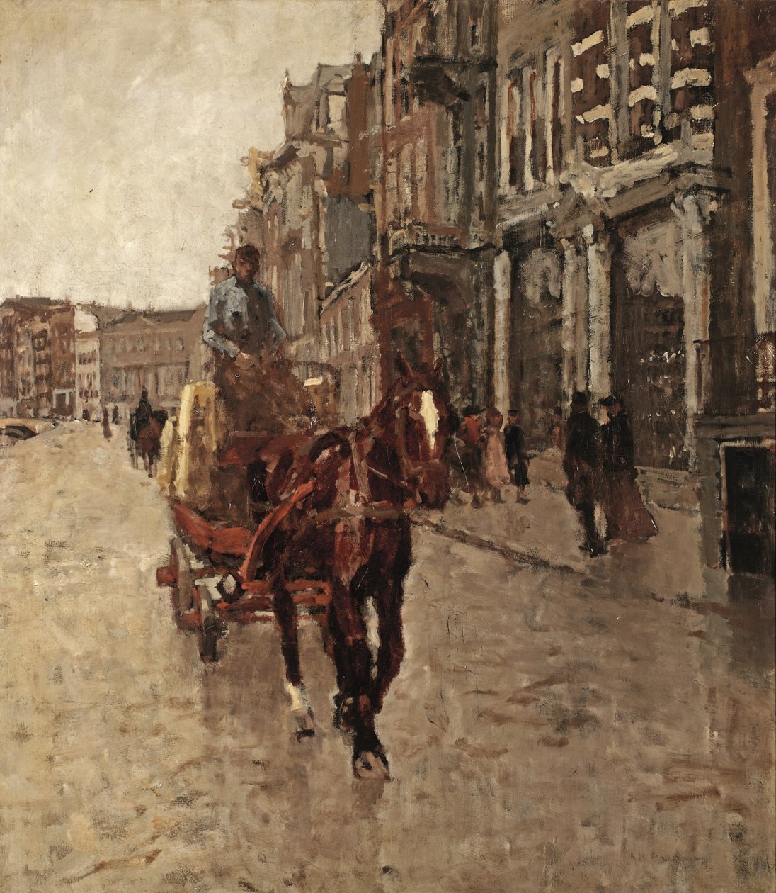Rokin Westzijde: en hestetrukken vogn på Rokin, Amsterdam af Georg Hendrik Breitner