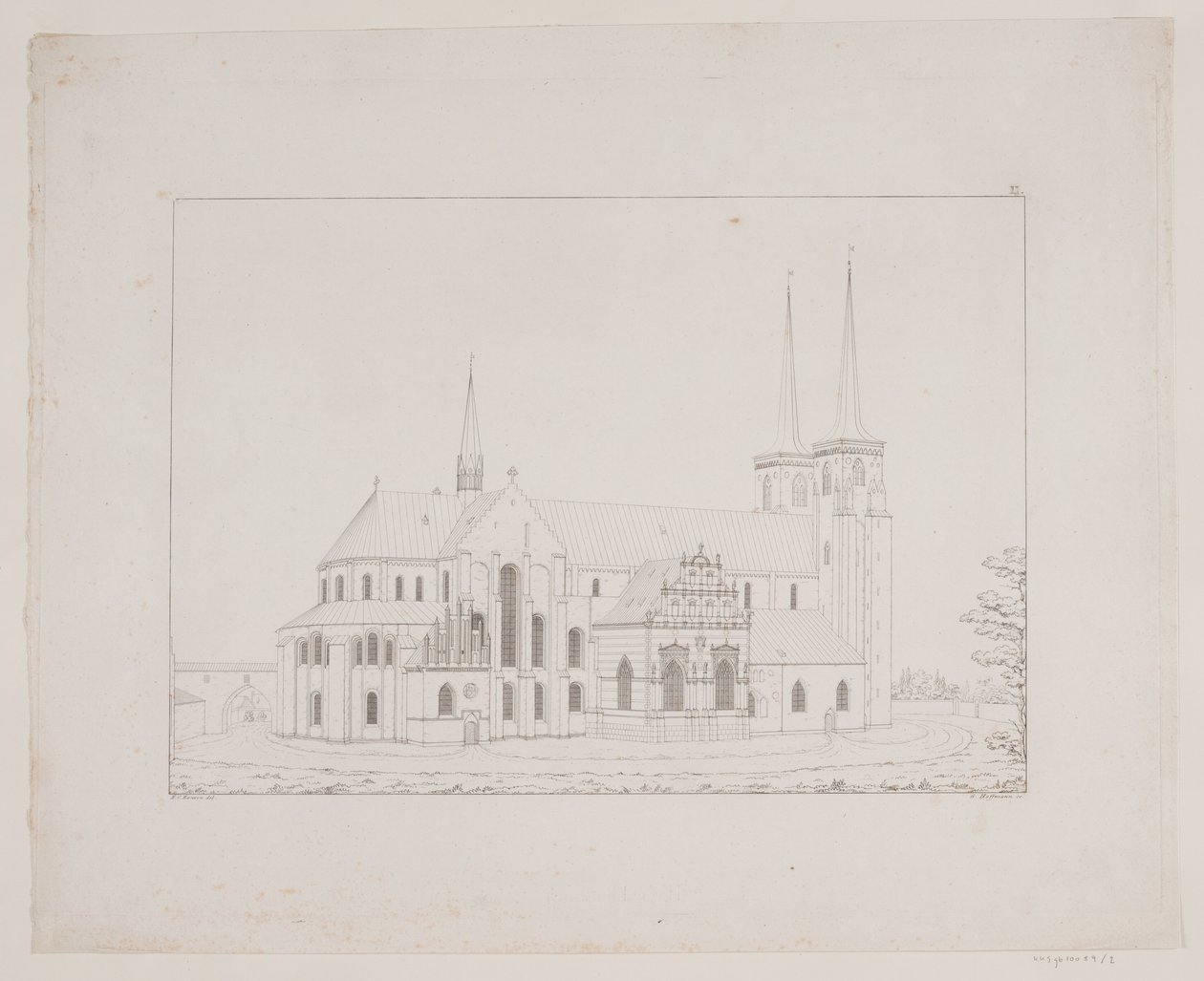 Danish: Roskilde Domkirke set fra nord af Georg Hoffmann