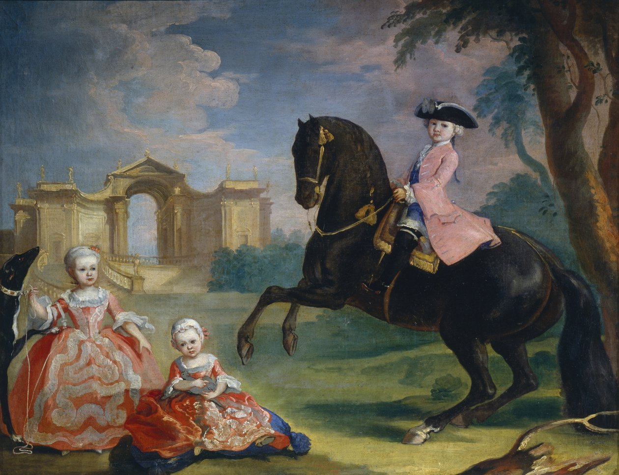 Portræt af grev Ivan Illarionovich Vorontsovs børn: Artemi, Anna og Eudokia Avdotya, 1754 af Georg Kaspar von Prenner