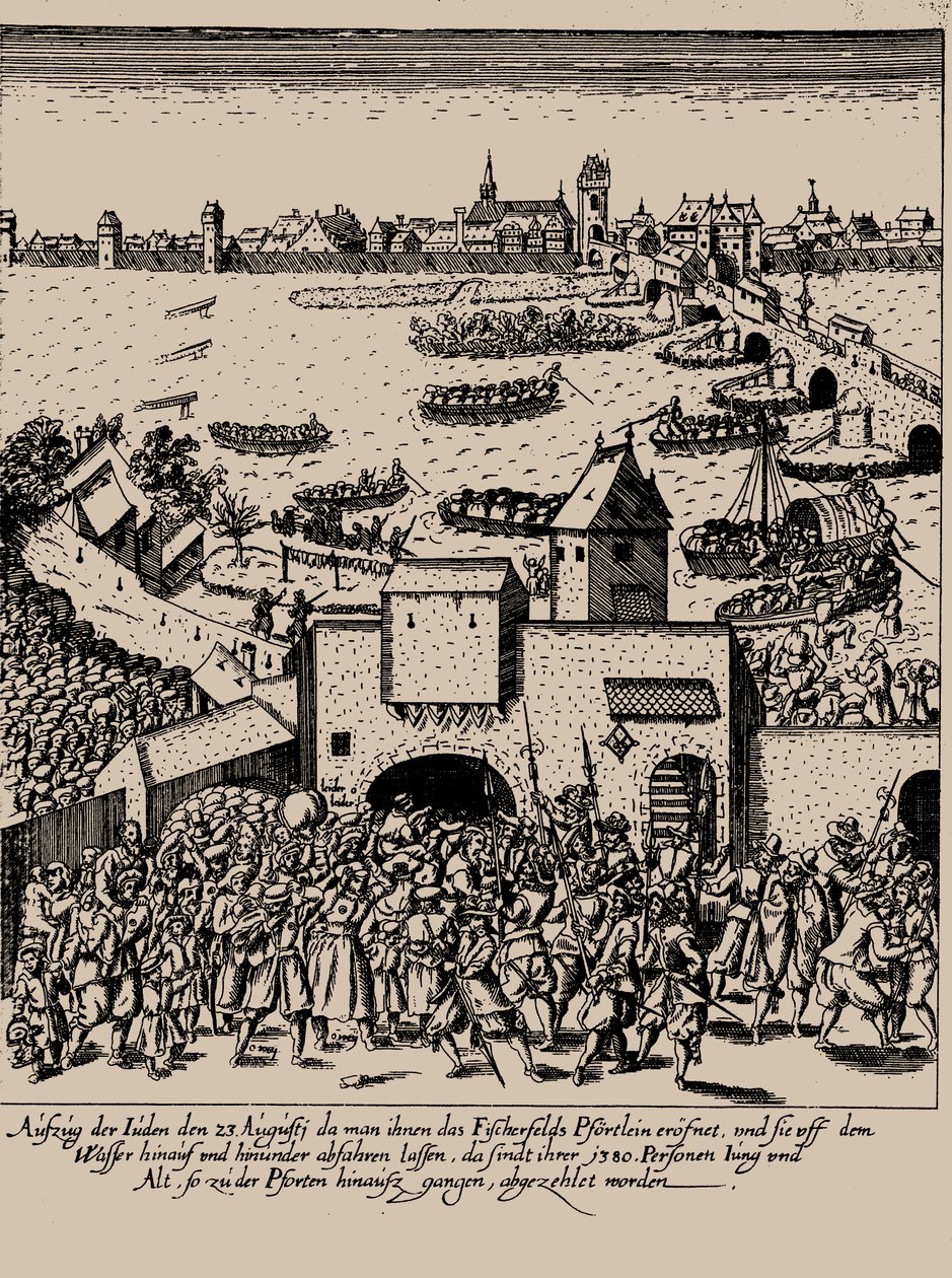 Fettmilch-opstanden. Udvisning af jøderne fra Frankfurt den 23. august 1614, ca. 1616-1617. af Georg Keller