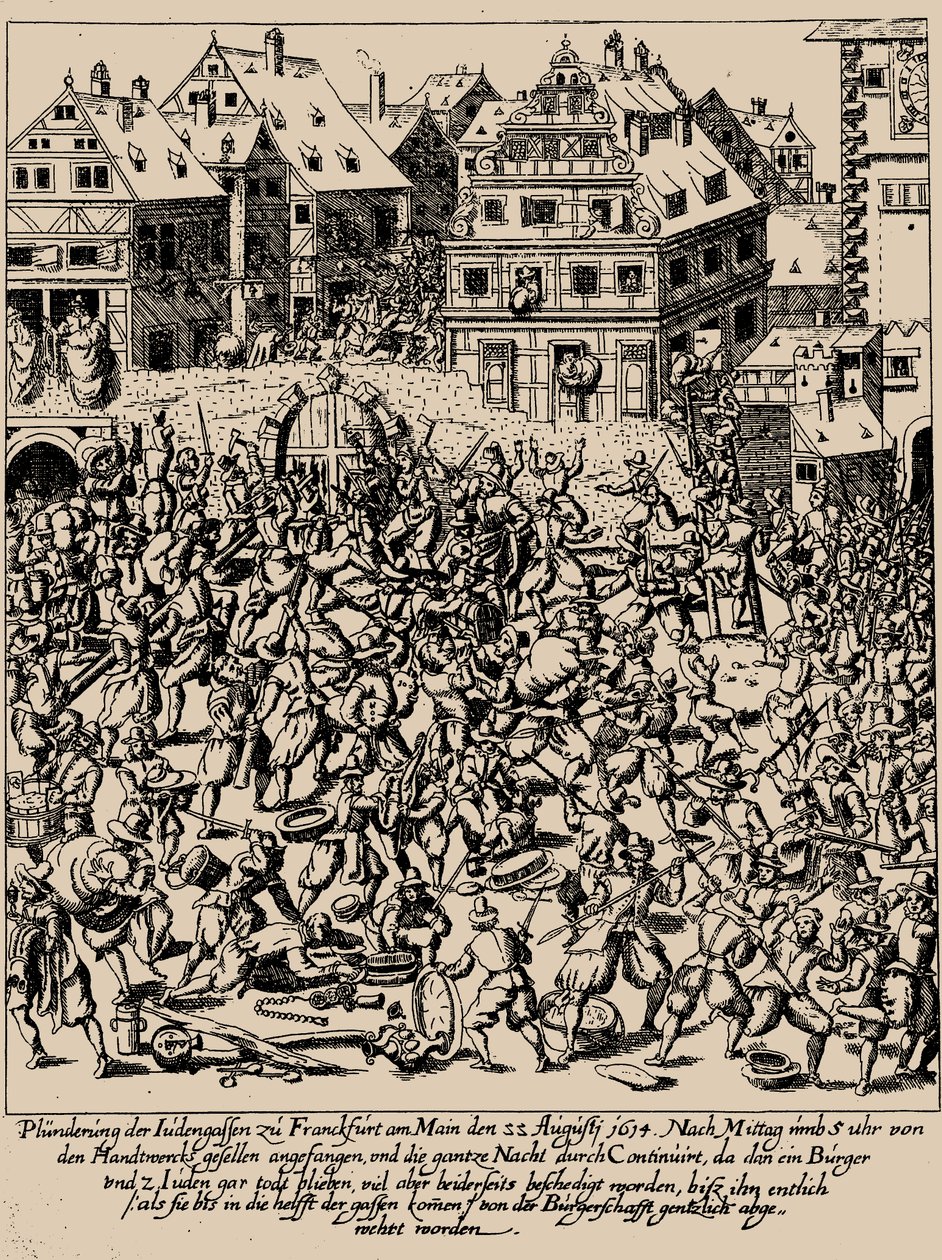 Fettmilch-opstanden. Plyndringen af Judengasse i Frankfurt den 22. august 1614, ca. 1616-1617 af Georg Keller
