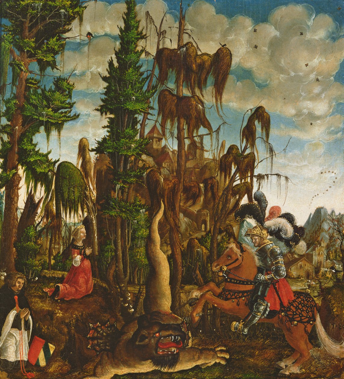 St. George redder prinsessen fra dragen, 1520 af Georg Lemberger