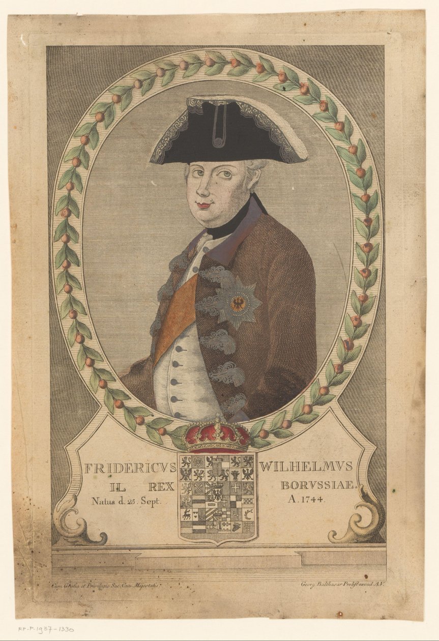 Portræt af Frederik Vilhelm II, konge af Preussen af Georg Mathäus Probst