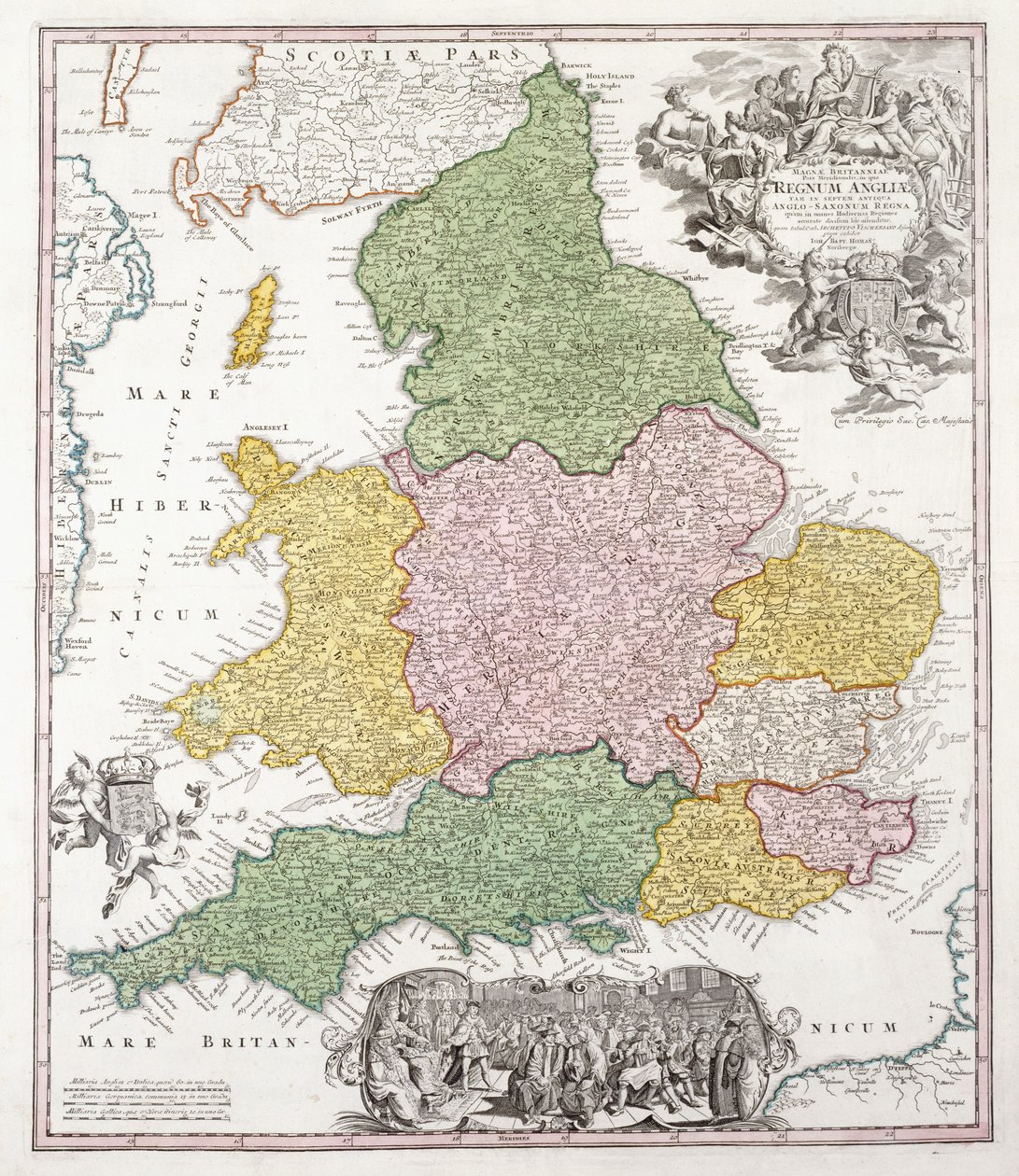 Et kort over England, 1760 af Georg Matthäus Seutter