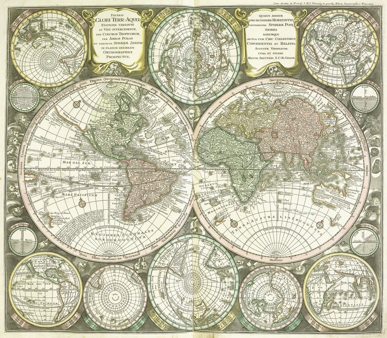 Kort over verden, 1744 af Georg Matthäus Seutter
