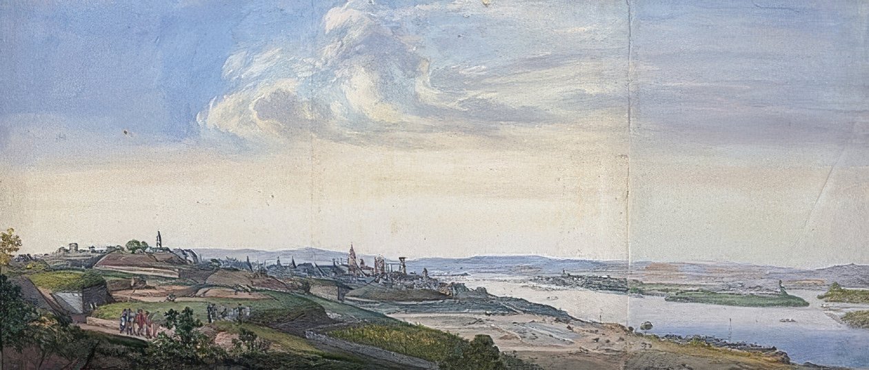 Udsigt over Mainz efter belejringen af ​​1793. 1793 af Georg Melchior Kraus