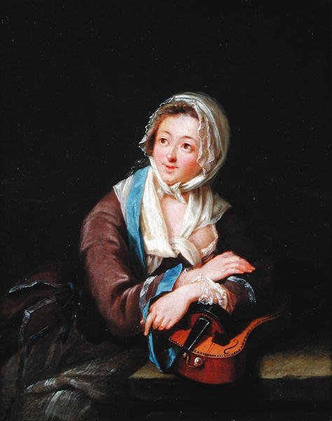 Dame med et musikinstrument af Georg Melchior Kraus