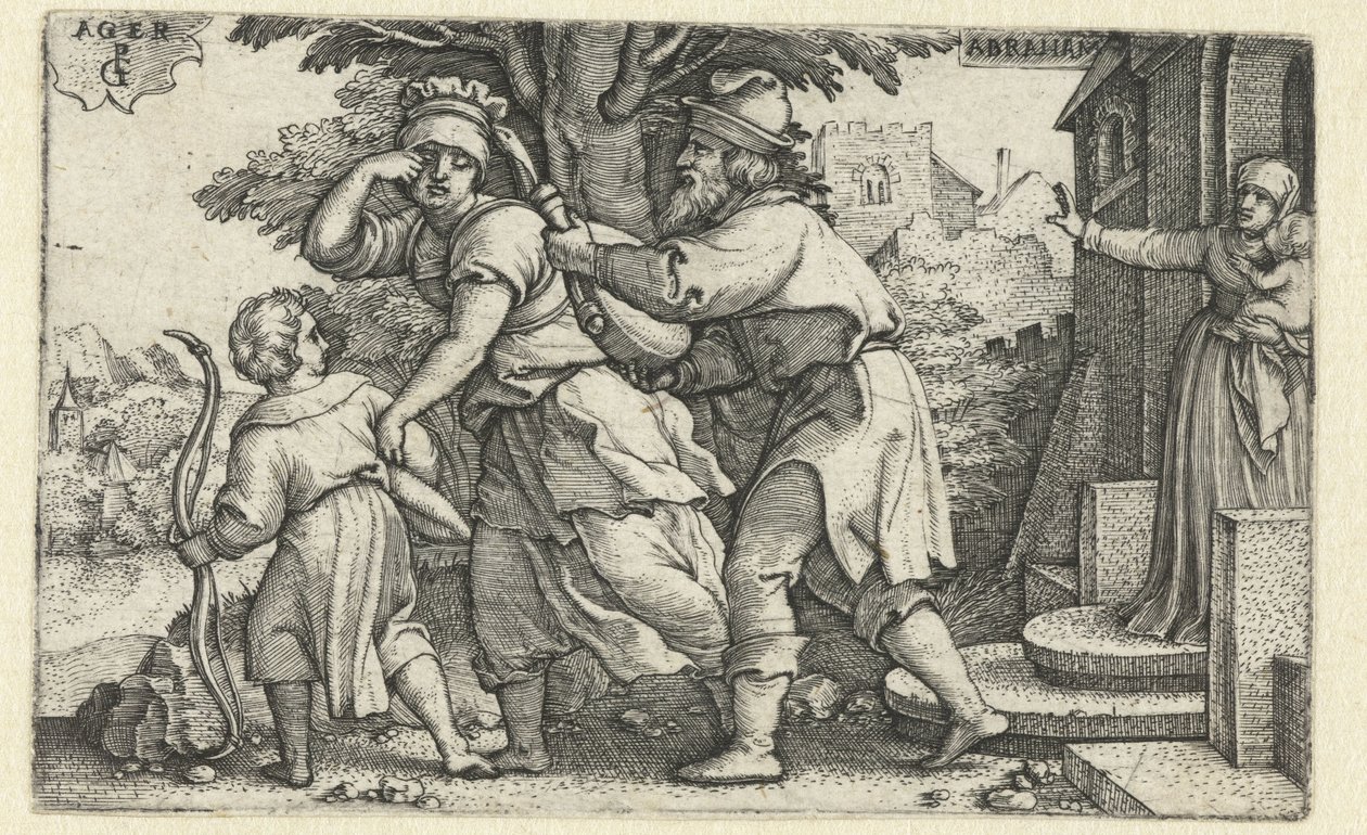 Abraham fordriver Hagar og Ismael Historien om Abraham (serietitel) af Georg Pencz