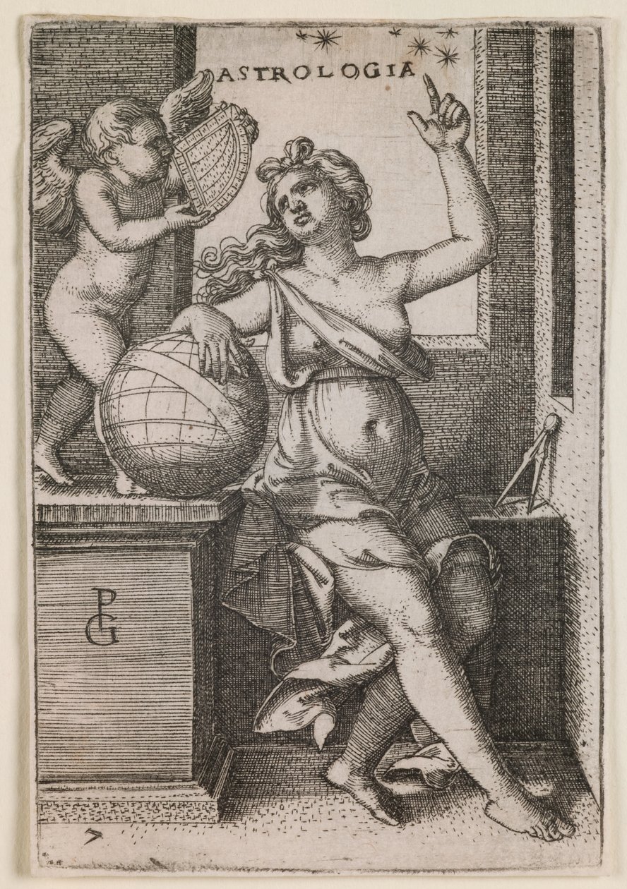 Astrologi, fra serien "De frie kunster", ca. 1541 (kobberstik) af Georg Pencz