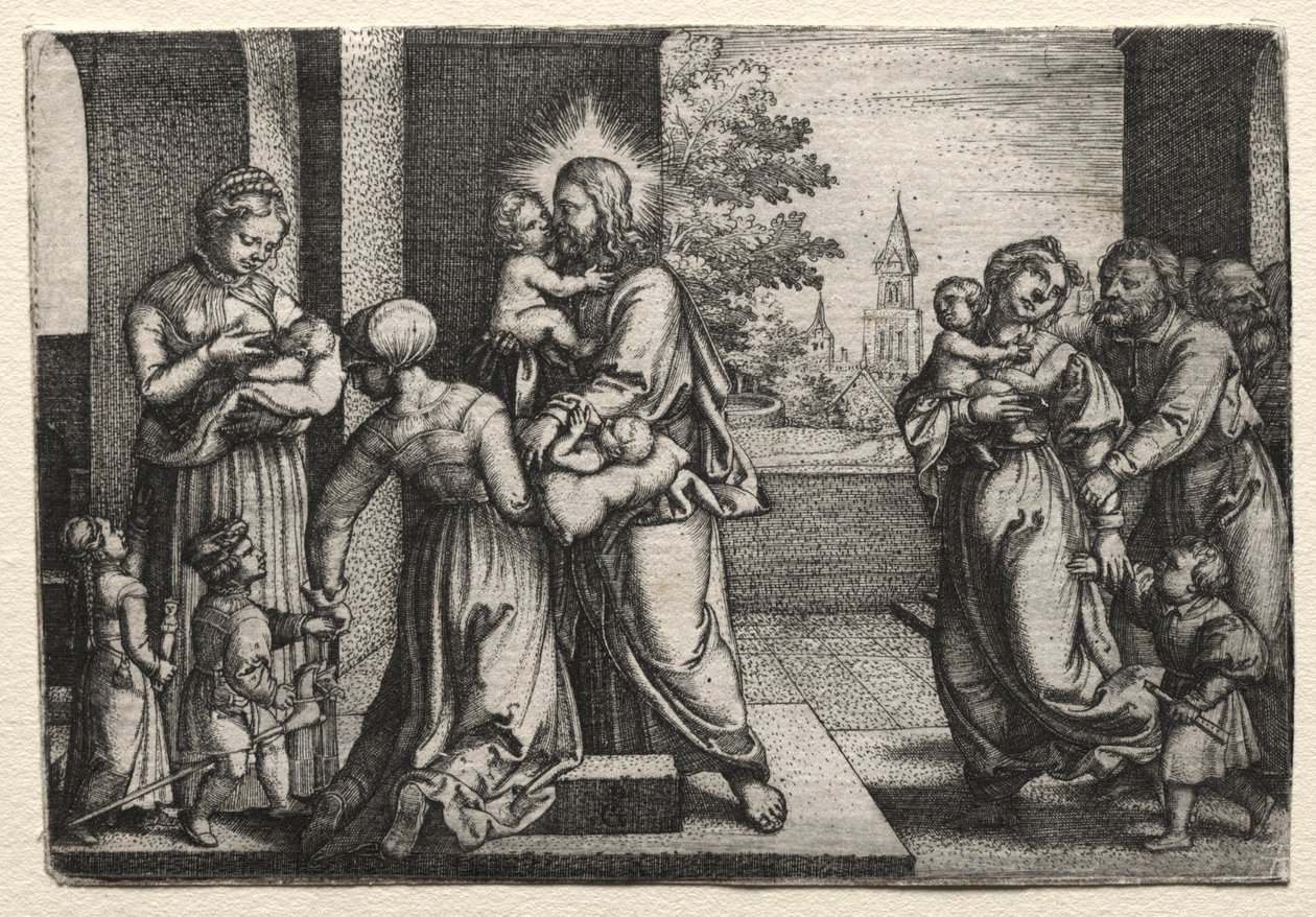 Kristus med små børn af Georg Pencz