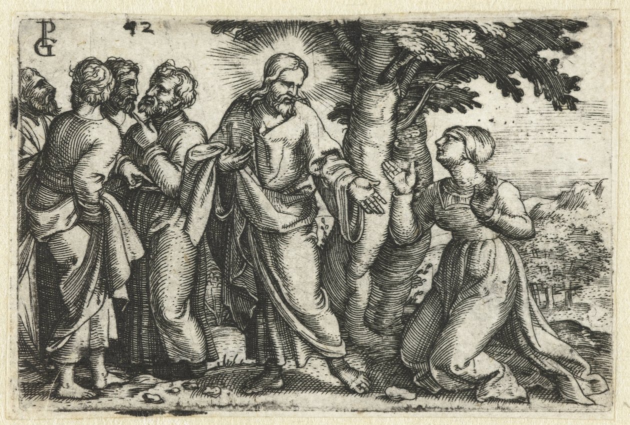 Kristus helbreder den blødende kvinde Life of Christ (serietitel) af Georg Pencz