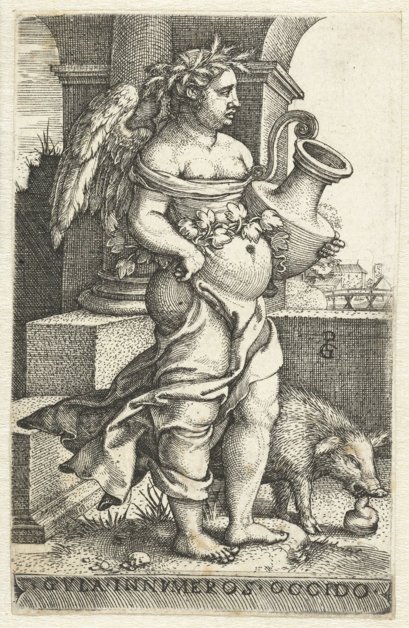 frådseri (Gula) Gvla innvmeros occido (titel på objekt) Seven Deadly Sins (serietitel) af Georg Pencz