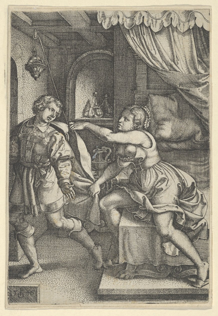 Joseph og Potiphars kone fra historien om Joseph, 1546. af Georg Pencz