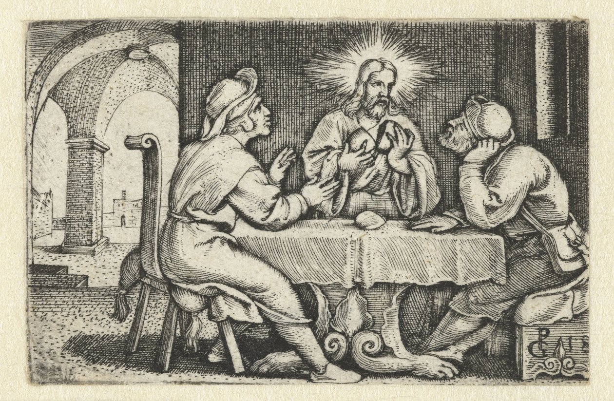 Måltid i Emmaus Life of Christ (serietitel) af Georg Pencz