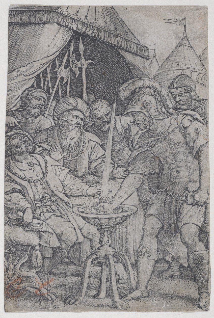 Mucius Scaevola og Porsenna, fra Roman Heroes, 1535., 1535. af Georg Pencz