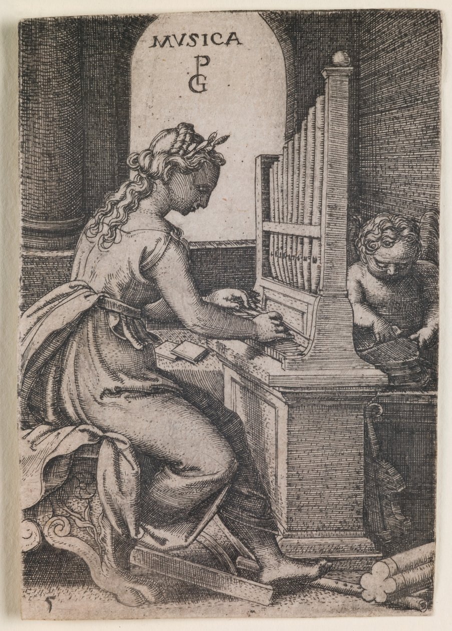 Musica, fra serien "De frie kunster", ca. 1541 (kobberstik) af Georg Pencz