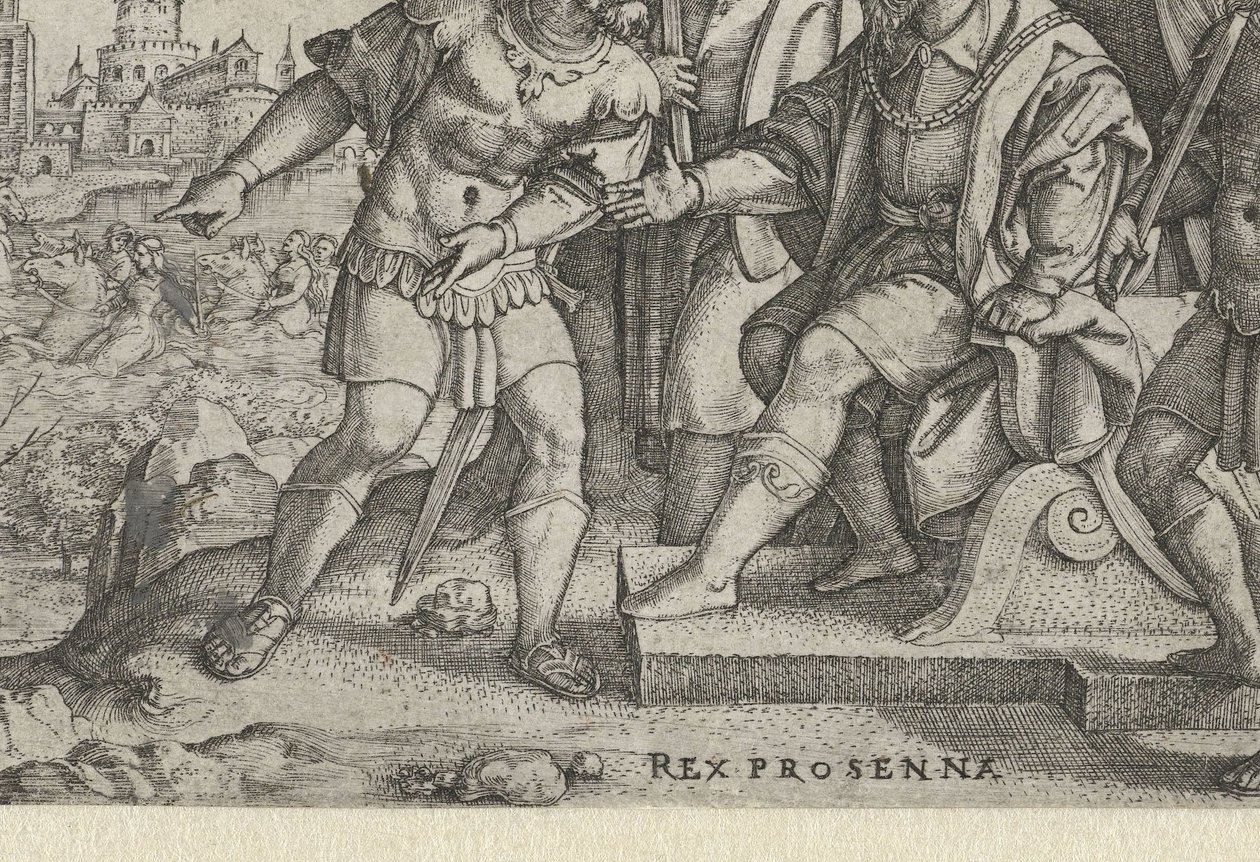 Porsenna hører, at Cloelia er flygtet Rex Prosenna Cloelia (titel på objekt) Historier fra tidlig romersk historie (serietitel) af Georg Pencz