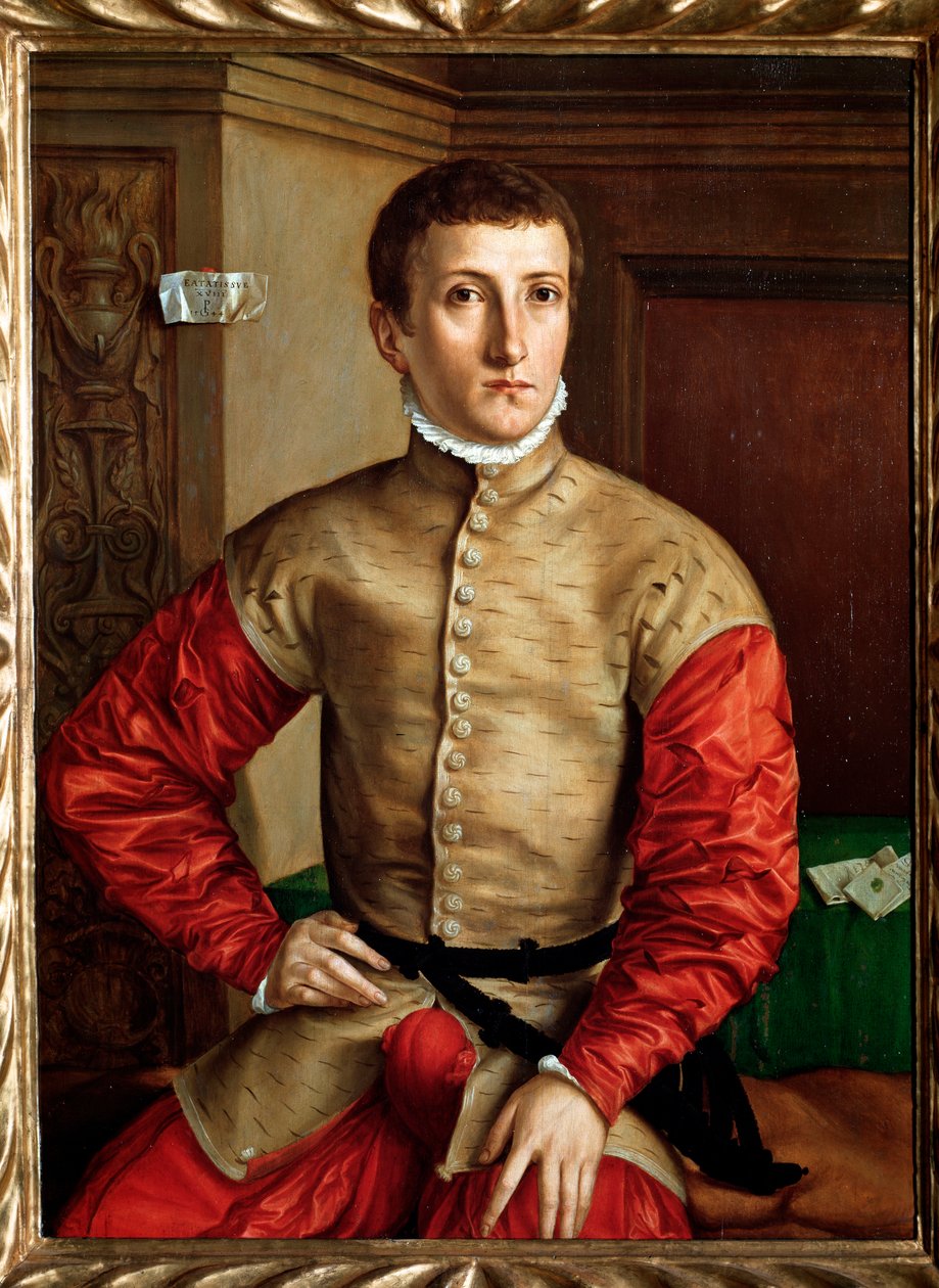 Portræt af en ung mand på 18 år - olie på træ, ca. 1544 af Georg Pencz