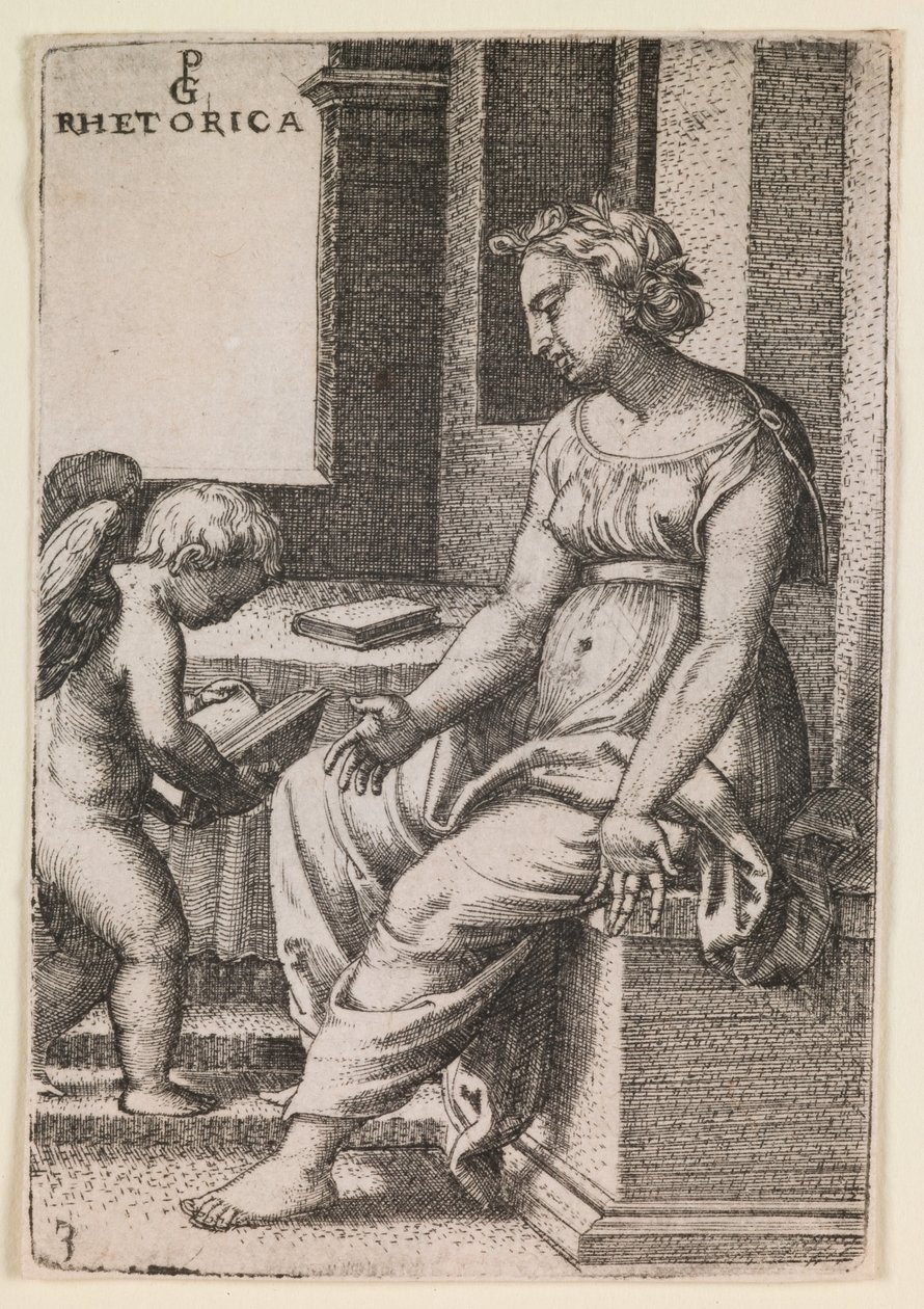 Rhetorica, fra serien "De frie kunster", ca. 1541 (kobberstik) af Georg Pencz