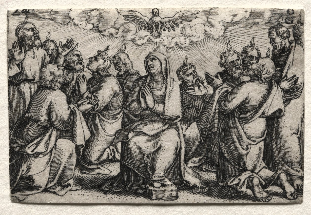 Jesu Kristi liv: Helligåndens nedstigning, ca. 1534-35. af Georg Pencz